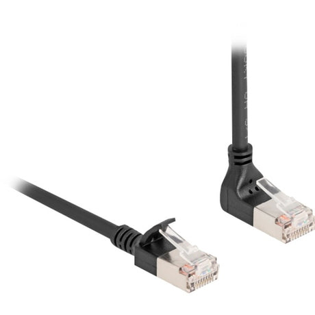 Delock RJ45 Netzwerkkabel Cat.6a S FTP Slim 90° nach oben abgewinkelt gerade 5 m Kabel (schwarz)