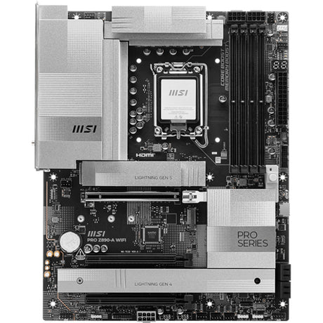 Msi pro z890-a wifi socket 1851 moederbord (zwart wit, raid, 5gb-lan, wi-fi 7, bt, sound, atx)