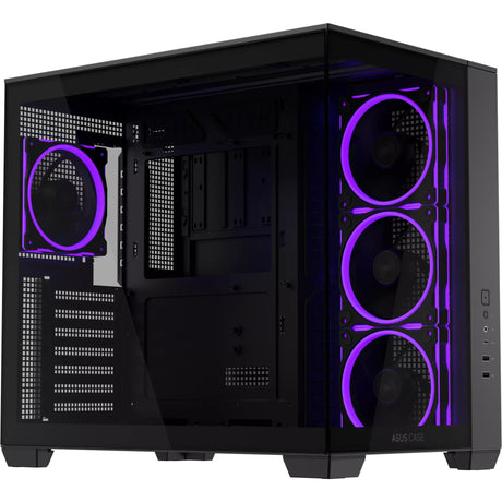 Asus a32 plus Midi-Tower-Gehäuse (schwarz | 2x USB-A | 1x USB-C | RGB | gehärtetes Glas)