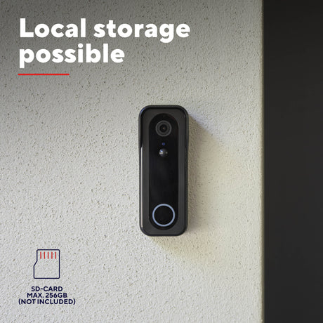Trust draadloze video deurbel - doorcam-3000 - accu oplaadbaar met usb-c - 2k 3mp - geen abonnementskosten - inclusief chime - deurbel met camera - zwart