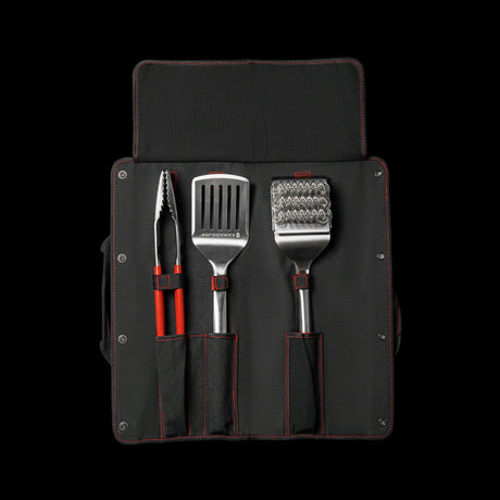 Kamado joe krafted stalen grillgereedschap accessoire set grillbestek (3-delig, inclusief canvas draagtas)