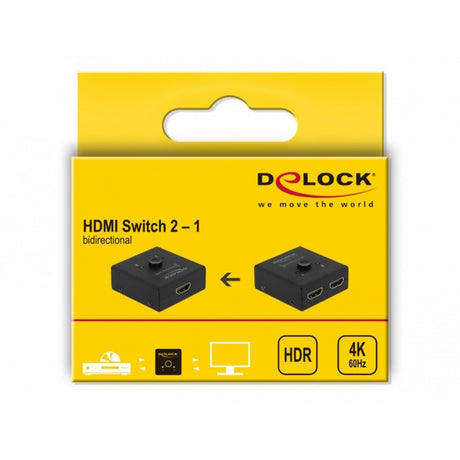Delock HDMI Switch 2 - 1 bidirektional 4k 60 Hz (schwarz)