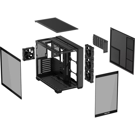 Asus a32 plus Midi-Tower-Gehäuse (schwarz | 2x USB-A | 1x USB-C | RGB | gehärtetes Glas)