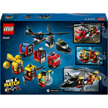 Lego City 60462 Helikopter, Feuerwehrauto und U-Boot-Remix