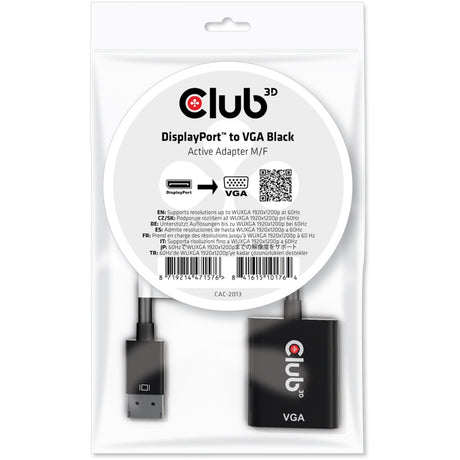 Club 3D Displayport 1.1 auf VGA Aktiver Adapter (Schwarz)