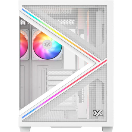 Xyz PC Gear Qubex Midi-Tower-Gehäuse (Weiß | 2x USB-A | 1x USB-C | Gehärtetes Glas)