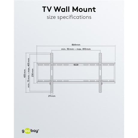Goobay TV-Wandhalterung fest 43 - 100 Zoll (109 - 254 cm), max. 70 kg Wandmontage (schwarz)