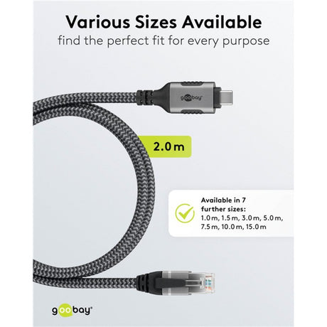 Goobay Netzwerkadapter USB-C 3.2 gen1 auf RJ-45 (Schwarz Silber, 2 Meter)