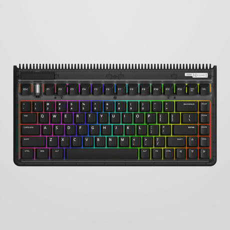 Iqunix OG80 Dark Side kabellose mechanische Tastatur (schwarz, US-Layout (QWERTZ), Gateron-Rot, 80 % (TKL), RGB-LEDs, Hot-Swap-fähig, PBT, 2,4 GHz | Bluetooth 5.1 | USB-C)
