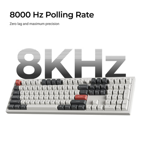 Keychron q6 ultra-p1 8k wireless custom mechanical keyboard (wit, us lay-out (qwerty), silk pom red, 100%, rgb, hot swap, 8k, 2.4 ghz bluetooth 5.2 usb-c)