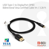 Club 3D USB-C auf DisplayPort DP80 bidirektionaler Adapter (schwarz, 1 Meter, VESA-zertifiziert)