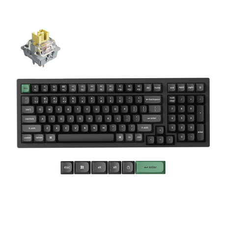 Keychron k4 ultra 8k wireless custom mechanical keyboard (zwart, us lay-out (qwerty), apex banana, 96%, rgb leds, osa double-shot pbt, usb-c | 2.4 ghz | bluetooth 5.2)