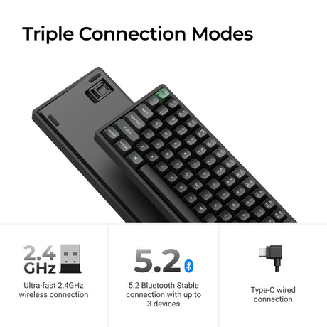 Keychron k2 ultra 8k wireless custom mechanical keyboard (zwart, us lay-out (qwerty), apex red, 75%, rgb leds, osa double-shot pbt, usb-c | 2.4 ghz | bluetooth 5.2)