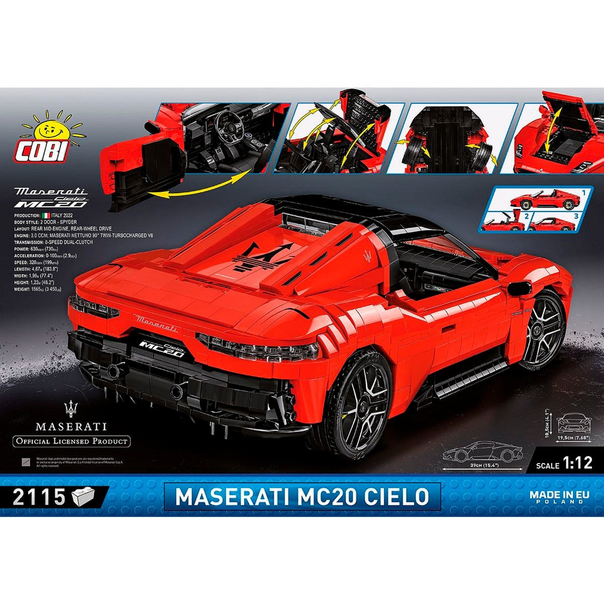 Cobi maserati mc20 cielo constructiespeelgoed (schaal 1:12)