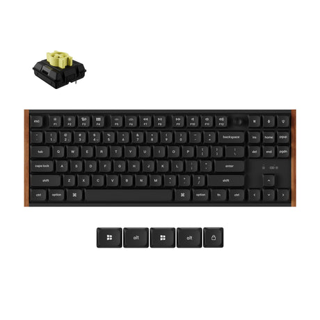 Keychron k1 ultra 8k wireless custom mechanical keyboard (zwart, us lay-out (qwerty), milk pom banana, 80% (tkl), rgb leds, lsa double-shot pbt, usb-c | 2.4 ghz | bluetooth 5.2)