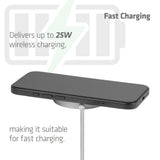 Club 3d cac-3026 qi2 25w draadloze oplader (wit, 1x usb-c, qi-gecertificeerd, magsafe-compatibel, magnetisch pad)