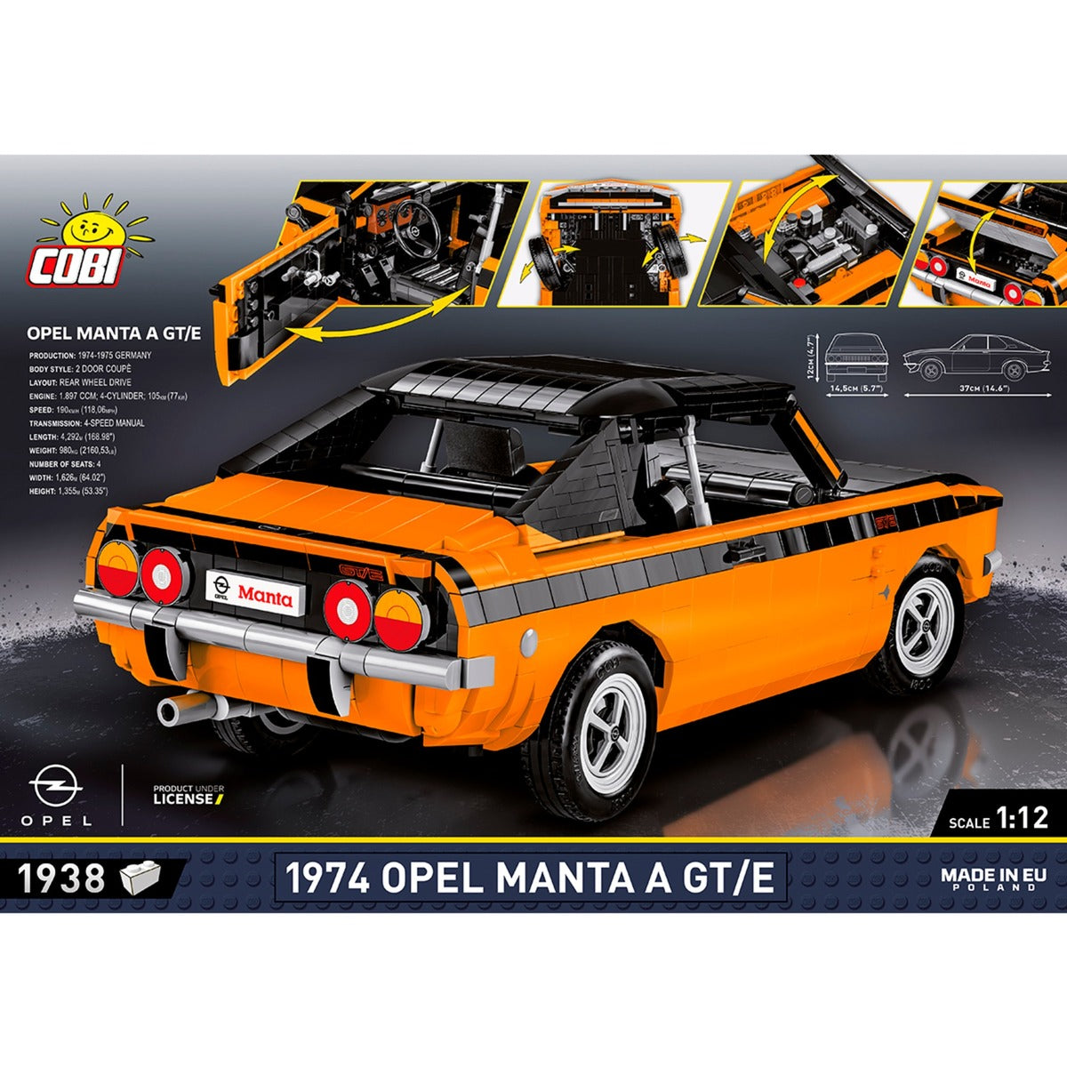 Cobi opel manta a gt e 1974 constructiespeelgoed (schaal 1:12)