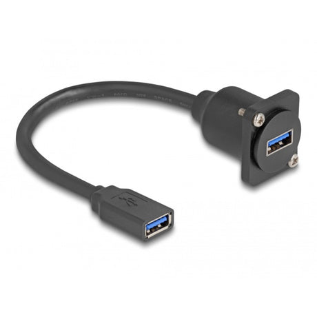 Delock D-Type USB 5 Gbit/s Kabel Typ-A Buchse auf Typ-A Buchse Kabel (schwarz, 20cm)