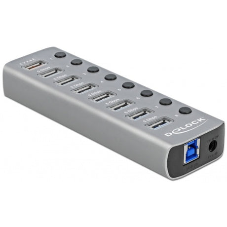 Delock USB 3.2 Gen 1 Hub mit 7 Ports USB Hub (grau)