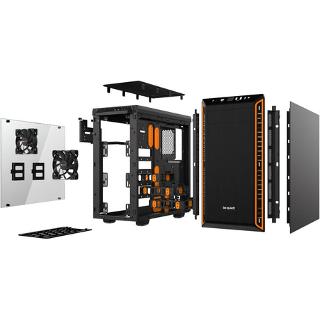 Ruhig sein! Pure Base 600 Window Midi-Tower-Gehäuse (schwarz orange | 2x USB-A | gehärtetes Glas)
