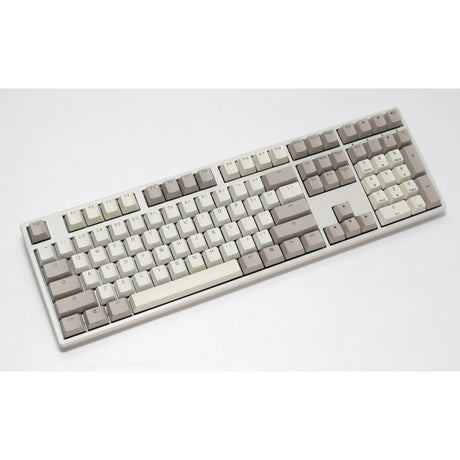 Mechanische Vintage-Tastatur von Ducky Origin (grau, US-Layout (QWERTY), Cherry MX Silent Red, 100 %, Hot-Swap, PBT-Double-Shot-Tastenkappen)
