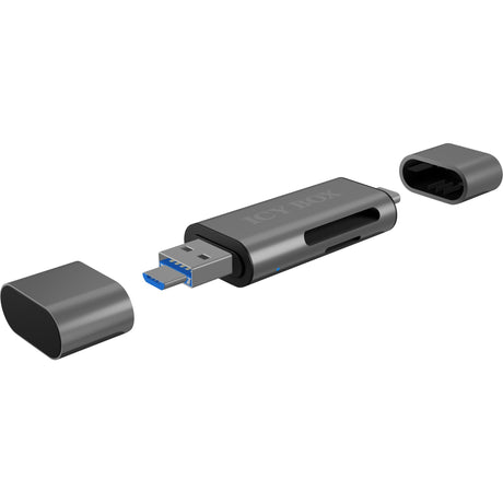 Icy Box IB-CR200-C Externer Kartenleser mit Multi-USB-Anschluss Kartenleser (Anthrazit)