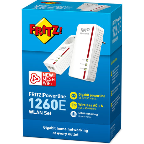 Fritz! Powerline 1260e WLAN-Set International Powerline + WLAN (weiß, Mesh-WLAN)