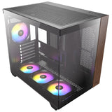 Antec cx800 Wood Argb Midi-Tower-Gehäuse (schwarze Holzfarbe | 1x USB-A | 1x USB-C | gehärtetes Glas)