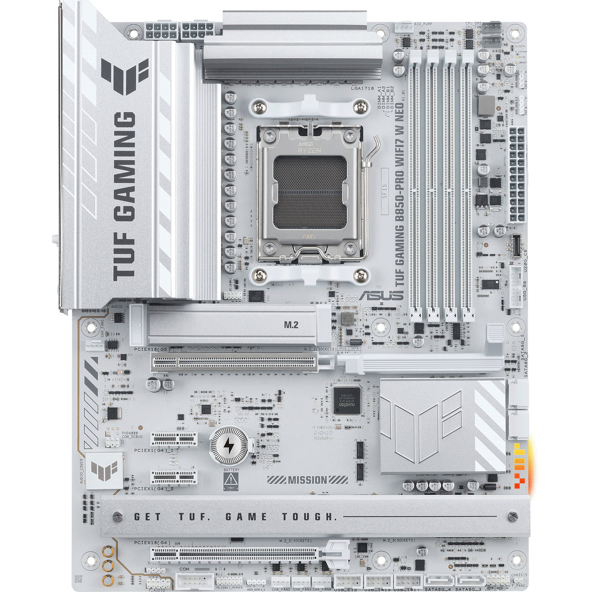 Asus tuf gaming b850-pro wifi7 w neo socket am5 moederbord (wit, raid, 2,5gb-lan, wlan, bt, sound, atx)