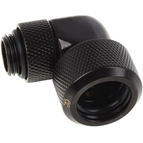 Alphacool Eiszapfen 16 mm Hartrohr-Klemmverschraubung 90° drehbar G1 4 Anschluss (schwarz, gerändelt, tiefschwarz)