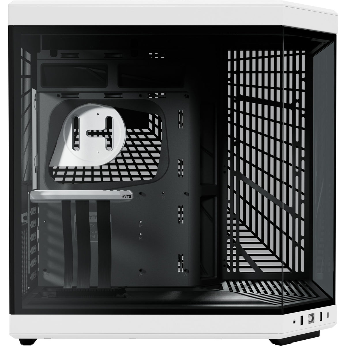 Hyte y70 Midi-Tower-Gehäuse (schwarz und weiß | 2x USB-A | 1x USB-C | gehärtetes Glas)