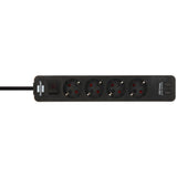 Brennerstuhl ecolor Steckdosenleiste mit 2 USB-C Ladebuchsen | 4-fach | weiß schwarz | 1,5m h05vv-f 3g1,5 - 1153240126