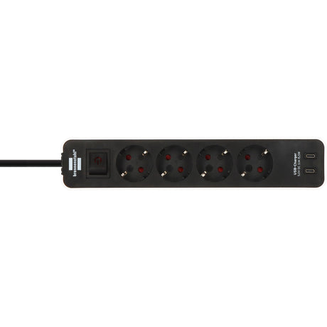 Brennerstuhl ecolor Steckdosenleiste mit 2 USB-C Ladebuchsen | 4-fach | weiß schwarz | 1,5m h05vv-f 3g1,5 - 1153240126