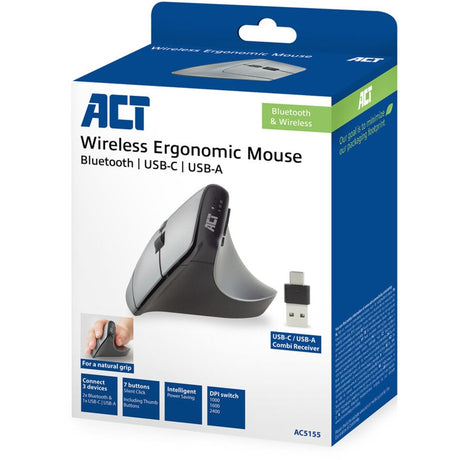 Kabellose ergonomische Act-Maus mit Bluetooth und USB-C USB-A