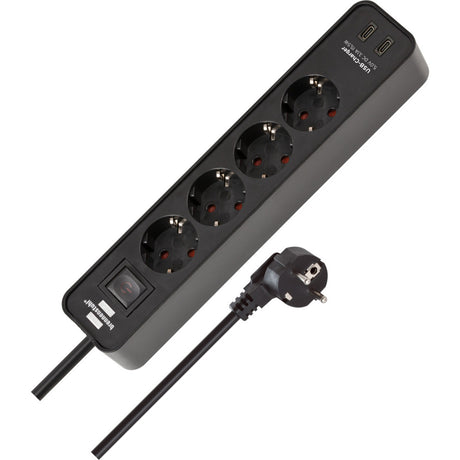 Brennerstuhl ecolor 4-fach Steckdosenleiste mit 2 USB-Ladeanschlüssen, Steckdosenleiste (schwarz, 2x USB-C)
