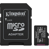 Kingston Canvas Select Plus 128 GB MicroSDXC-Speicherkarte (schwarz, UHS-I U1, Klasse 10, V10, inkl. SD-Adapter)