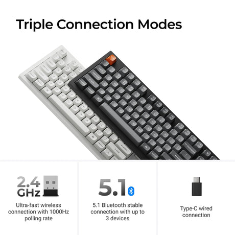Keychron k10 max-h13 rgb mechanisch toetsenbord (zwart, us lay-out (qwerty), apex brown, 100%, rgb leds, osa double-shot pbt, hot swap, usb-c | 2.4 ghz | bluetooth 5.1)