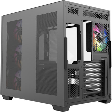 Xyz PC Gear Qubex Midi-Tower-Gehäuse (Schwarz | 2x USB-A | 1x USB-C | Gehärtetes Glas)