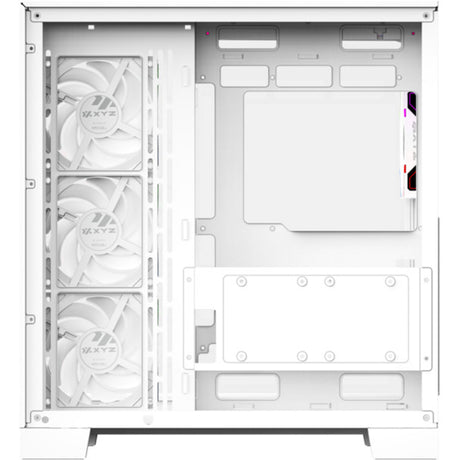 Xyz PC Gear Tesseract A-RGB Midi-Tower-Gehäuse (Weiß | 2x USB-A | 1x USB-C | RGB | Gehärtetes Glas)