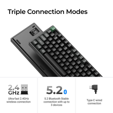 Keychron k8 ultra 8k wireless custom mechanical keyboard (zwart, us lay-out (qwerty), apex brown, 80% (tkl), rgb leds, osa double-shot pbt, usb-c | 2.4 ghz | bluetooth 5.2)