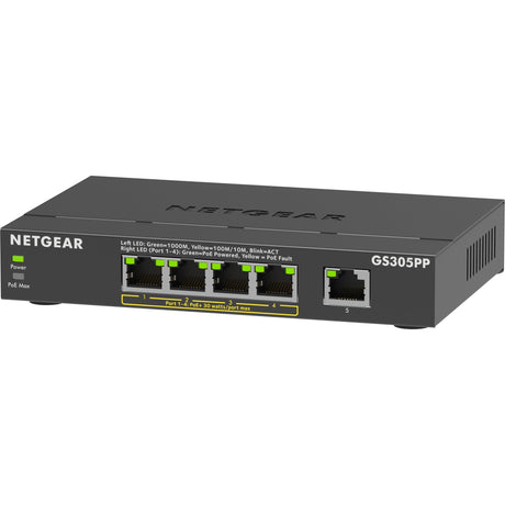 Netgear 5-Port-Gigabit-Ethernet-PoE+-Unmanaged-Switch (GS305PP) (schwarz)
