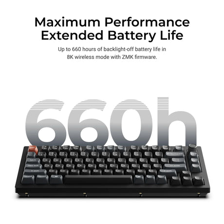 Keychron v1 Ultra 8K kabellose, benutzerdefinierte mechanische Tastatur (Schwarz, US-Layout (QWERTZ), Seidenpom-Rot, 75 %, RGB, Hot-Swap, 2,4 GHz | Bluetooth 5.3 | USB-C)
