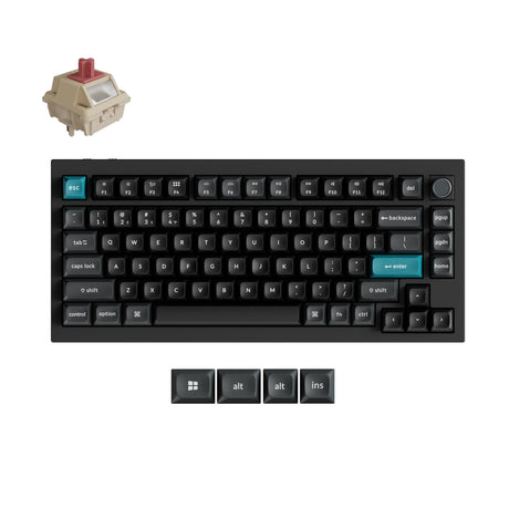 Keychron Q1 Ultra-M1 8K kabellose, benutzerdefinierte mechanische Tastatur (schwarz, US-Layout (QWERTY), Seidenpom-Rot, 75 %, RGB, Hot-Swap, 8 K, 2,4 GHz | Bluetooth 5.2 | USB-C)