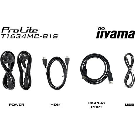 Iiyama prolite t1634mc-b1s 16 touchscreen monitor (zwart (mat), hdmi, displayport, vga)