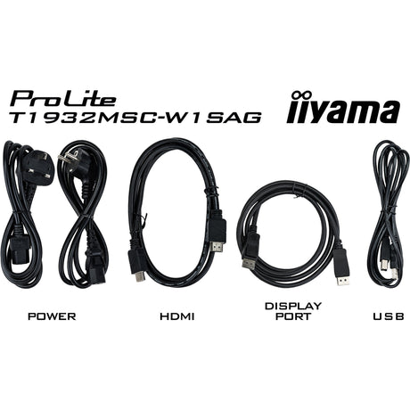 Iiyama prolite t1932msc-w1sag 19 touchscreen monitor (wit, hdmi, displayport, vga, usb-b)