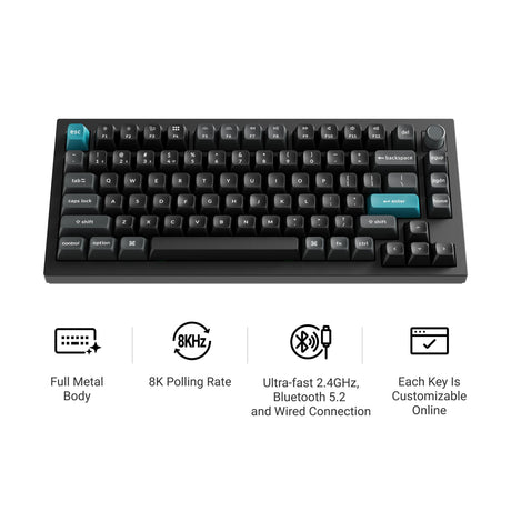 Keychron Q1 Ultra-M4 8K kabellose, benutzerdefinierte mechanische Tastatur (schwarz, US-Layout (QWERTY), Seidenpom-Banane, 75 %, RGB, Hot-Swap, 8 K, 2,4 GHz | Bluetooth 5.2 | USB-C)