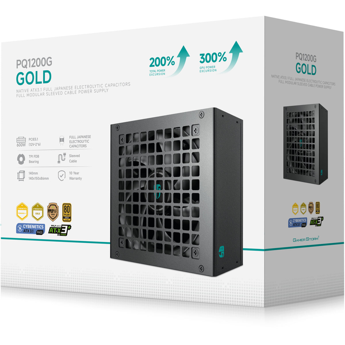 Deepcool gamerstorm pq1200g 1200 watt voeding (zwart, 1x 12v-2x6)