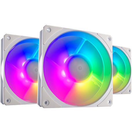 Cooler Master Mobius 120p ArGB 120x120x25 Gehäuselüfter (weiß, 3 Stück, 120 x 120 x 25 mm, PWM)