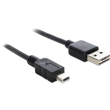 Delock Easy-USB-A 2.0 Stecker > Mini USB-B 2.0 Stecker Kabel (schwarz, 3 Meter)