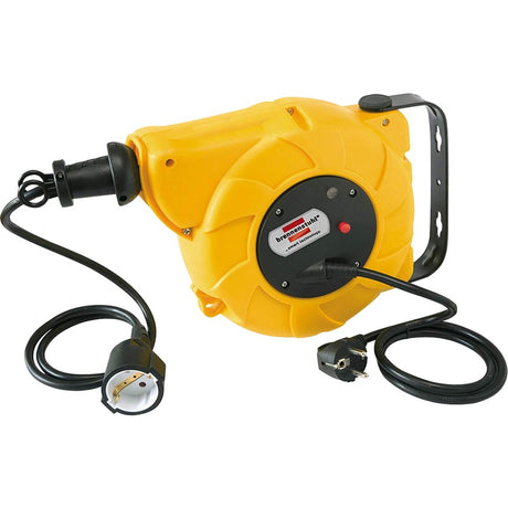 Brennerstuhl automatische Kabeltrommel für den Innenbereich (9+2m Kabel, für Wand- und Deckenmontage, IP20) gelb